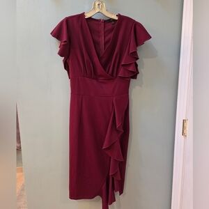 Elegant Burgundy Ruffle Dress